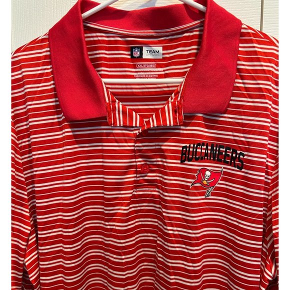 NFL Football‎ Tampa Buccaneers Polo Shirt size XXL, Red White Stripe, Team Logo - Picture 3 of 4